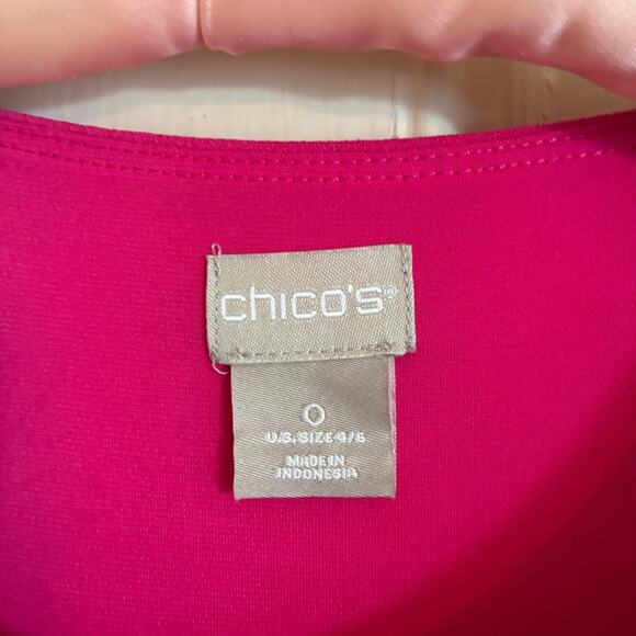 Chico's Dress Size 0 = Womens XS Hot Pink Flowy Sleeves Midi Glam - Picture 3 of 8